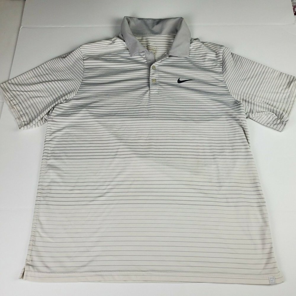 Nike Tennis Dri Fit Men's XL White Striped Casual